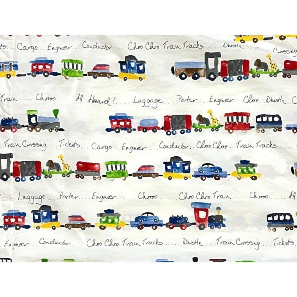 Pottery Barn Train Animals Pillow Case Standard Cover Kid Pillowcase Replacement